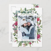 PHOTO Water Color冬のバラ花クリスマス ポストカード (正面/裏面)