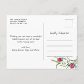 PHOTO Water Color冬のバラ花クリスマス ポストカード (裏面)