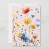 PHOTO Water color Wildflowers Sweet 16赤面ピンク 招待状 (裏面)