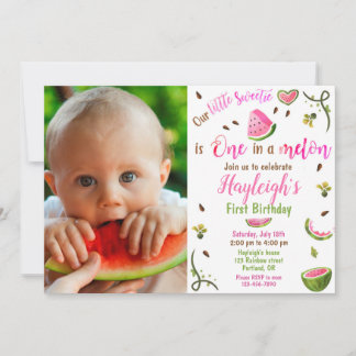 Photo Watermelon birthday invitation 1st birthday 招待状