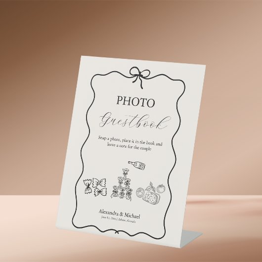 Photo Wavy お洒落 Doodle結婚の 台座サイン