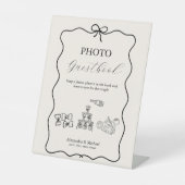 Photo Wavy お洒落 Doodle結婚の 台座サイン (正面)