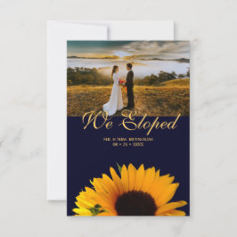 Photo We Eloped Navy 結婚 Blueの発表 招待状