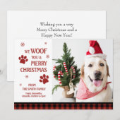 Photo We Woof you a Merry Christmas Holiday Card シーズンカード (正面/裏面)