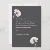 Photo Wedding Flat Thank You Card Dark Grey Roses サンキューカード (裏面)