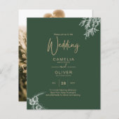 PHOTO Wedding Invite Juniper Green モダン Budget (正面/裏面)