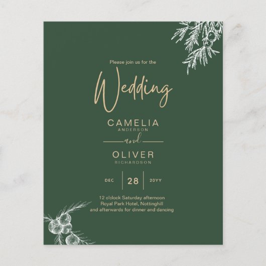 PHOTO Wedding Invite Juniper Green モダン Budget (正面)