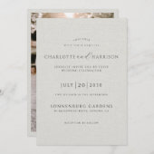 Photo Wedding Modern Minimalist Embossed Linen 招待状 (正面/裏面)