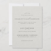 Photo Wedding Modern Minimalist Embossed Linen 招待状 (正面)