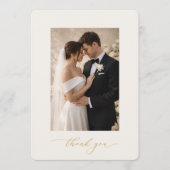 Photo Wedding Thank You Card with Gold Calligraphy 招待状 (正面)