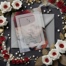 Photo Wedding Vellum Transparency Effect Initials ベラム紙招待状