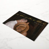 Photo Wedding Website Gold Hearts Save The Date 箔招待状 (回転した状態)