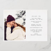 Photo Wedding Website Gold Hearts Save The Date 箔招待状 (裏面)