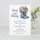 Photo Western Blue Boots & Bubbly Bridal Shower  招待状 (スタンド正面)