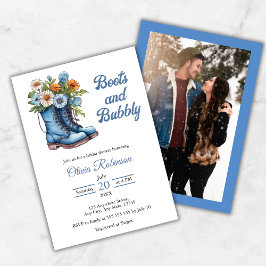 Photo Western Blue Boots & Bubbly Bridal Shower  招待状