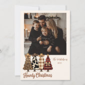 Photo Western Cowgirl Plaid Leopard Christmas シーズンカード (正面)