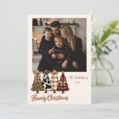 Photo Western Cowgirl Plaid Leopard Christmas シーズンカード (スタンド正面)