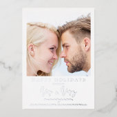 Photo Whimsical MR & MRS Christmas Wedding 箔シーズンカード (正面)