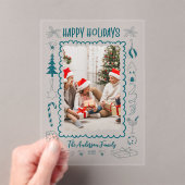 Photo Whimsical Quirky Doodle Holiday アクリル招待状 (インサイチュ (ポータブル))