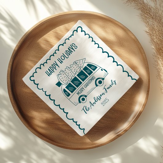 Photo Whimsical Quirky Doodle Holiday スタンダードカクテルナプキン