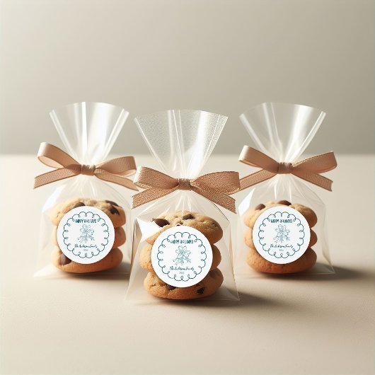 Photo Whimsical Quirky Doodle Holiday ラウンドシール