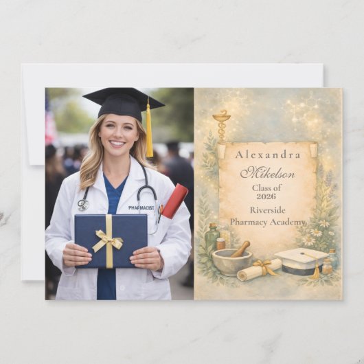 Photo White Coat Pharmacy Graduation 案内状 (正面)