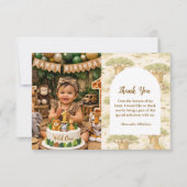 Photo Wild One Neutral Safari First Birthday サンキューカード (正面)