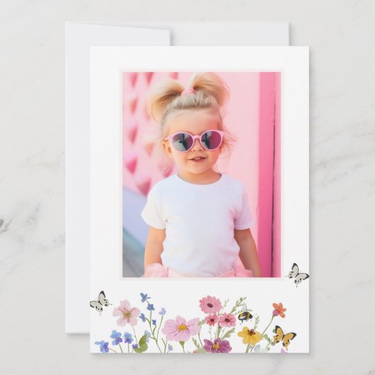 Photo Wildflower Young Wild Three 3rd Birthday  招待状 (裏面)