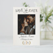 Photo, Wildflowers & Leaf Monogram - Ivory セーブザデート (スタンド正面)