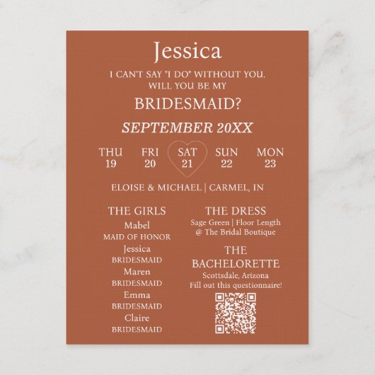 Photo Will You Be My Bridesmaid Proposal Card 招待状 (裏面)