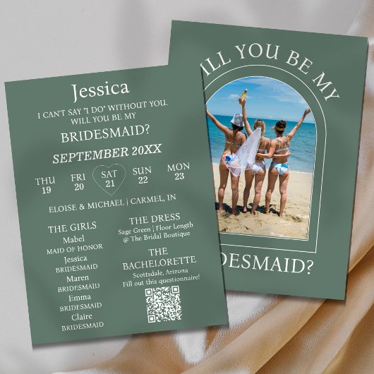 Photo Will You Be My Bridesmaid Proposal Card 招待状