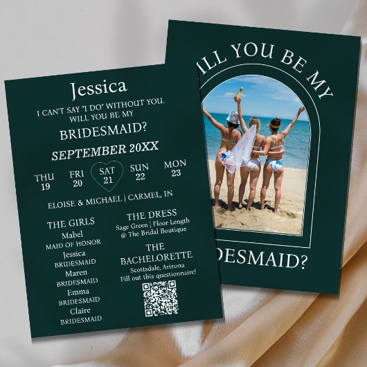 Photo Will You Be My Bridesmaid Proposal Card 招待状