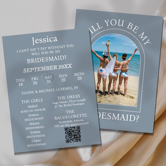 Photo Will You Be My Bridesmaid Proposal Card 招待状