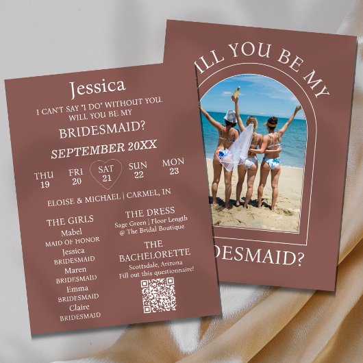 Photo Will You Be My Bridesmaid Proposal Card 招待状
