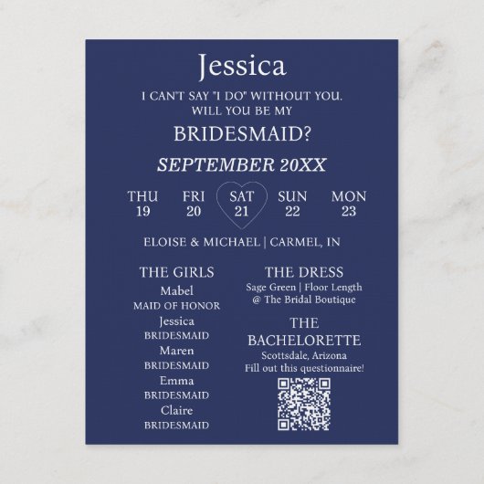 Photo Will You Be My Bridesmaid Proposal Card 招待状 (裏面)