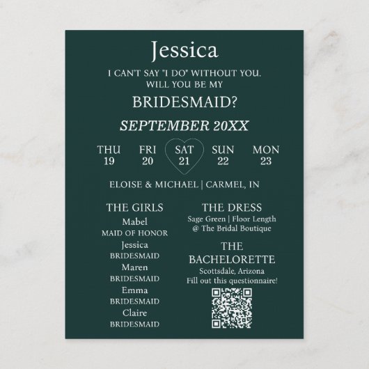 Photo Will You Be My Bridesmaid Proposal Card 招待状 (裏面)