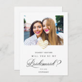 Photo Will You Be My Bridesmaid White Heart ポストカード (正面/裏面)
