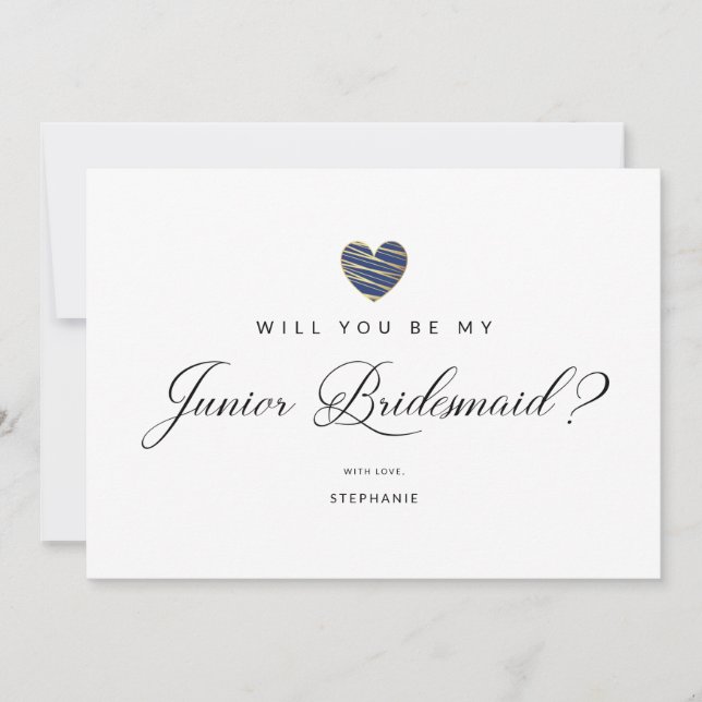 Photo Will You Be My Junior Bridesmaid Navy Heart (正面)
