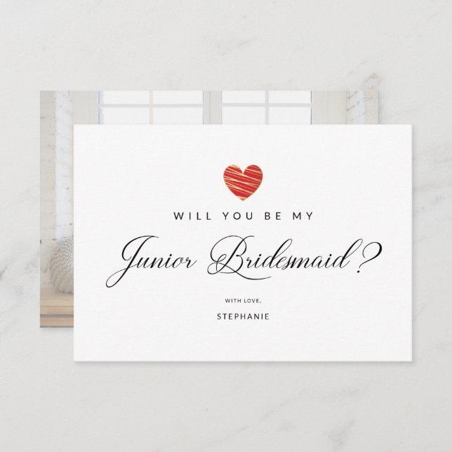 Photo Will You Be My Junior Bridesmaid Red Heart (正面/裏面)