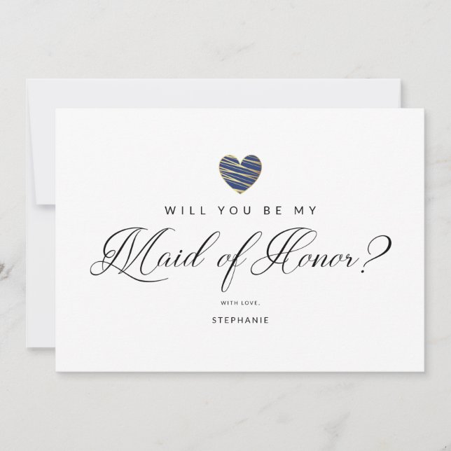 Photo Will You Be My Maid of Honor Navy Heart (正面)