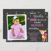 Photo Winter onederland 1st birthday招待状 招待状 (正面/裏面)