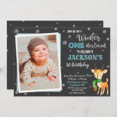 Photo Winter onederland 1st birthday招待状 招待状 (正面/裏面)