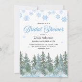 Photo Winter Pine Trees Snowflakes Bridal Shower 招待状 (正面)