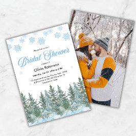 Photo Winter Pine Trees Snowflakes Bridal Shower 招待状