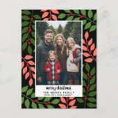 Photo with Botanical script 縁ど Merry Christmas シーズンポストカード (正面)