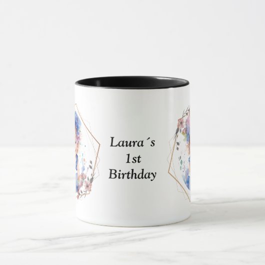 Photo with fine flower frame マグカップ (中央)