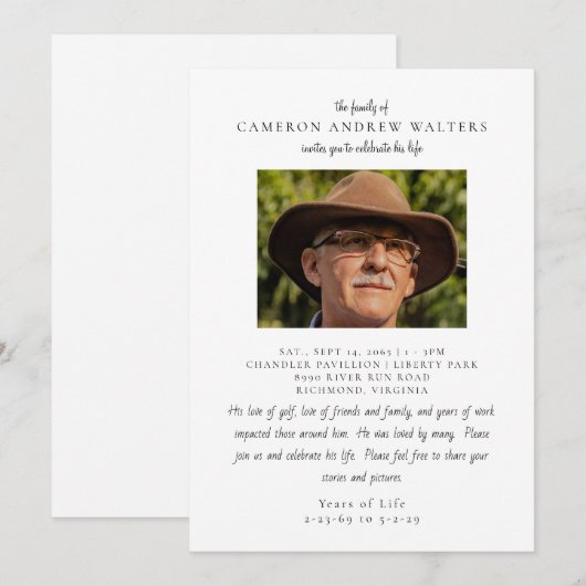 Photo with Messageお祝いof Life 招待状 (正面/裏面)