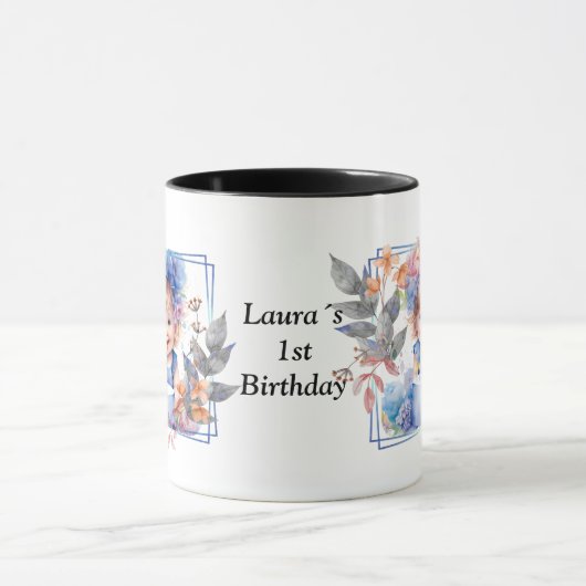 Photo with square flower frame マグカップ (中央)