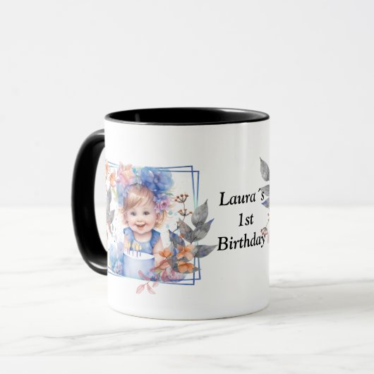 Photo with square flower frame マグカップ (正面左)