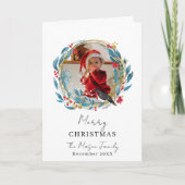 Photo Wreath Family Christmas Card カード (正面)